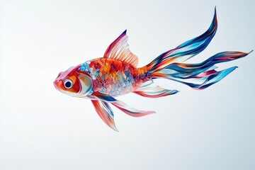Fototapeta premium Colorful Abstract Fish with Vibrant Flowing Fins Captured in Artistic Style for Aquatic Themes and Creative Illustrations