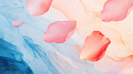 Delicate pink rose petals floating