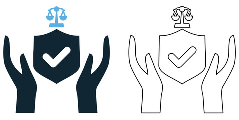 Insurance law icon vector, legal, financial and protection pictogram symbol ui and ux design, glyphs and stroke line