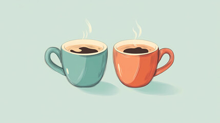 Obraz premium Two colorful cups of coffee