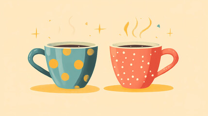 Two colorful cups of coffee