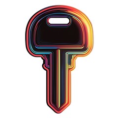 Obraz premium Abstract Key Icon with Vibrant Rainbow Lines and Gradient Colors.