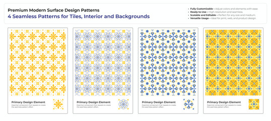 Minimalist Seamless Tile Patterns - Elegant Geometric & Ornamental Textures