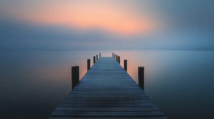 Obraz premium An empty wooden pier over the water