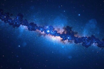 Obraz premium Cosmic night sky with stars and galaxy in deep blue hue, astronomy, universe, starry night