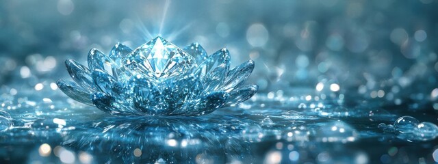 Serene Blue Diamond Flower Background Luxury Purity Elegance