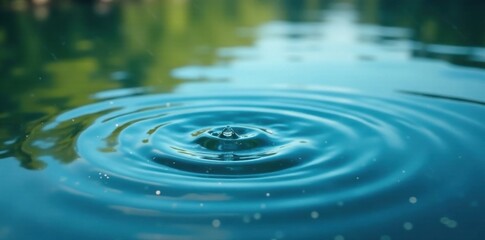 Crystal clear water droplets floating on the surface of a serene lake, tranquility, natural elements