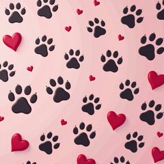 Fototapeta premium Cute Dog Paw Pattern for Valentine's Day Wallpapers , wallpaper, paw, cute