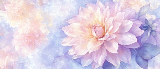 Fototapeta premium Pastel dahlia flowers watercolor painting.