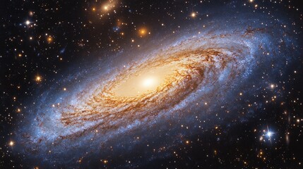 Fototapeta premium Spiral galaxy in deep space, cosmic dust clouds, astronomical observation