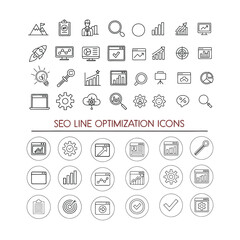 Modern Thin Line SEO Optimization Icons – Minimalist Vector Set