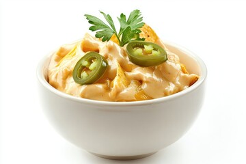Creamy Dip with Spicy Jalapeños and Tortilla Chips Garnished with Fresh Cilantro in a Bowl Perfect for Parties or Gatherings