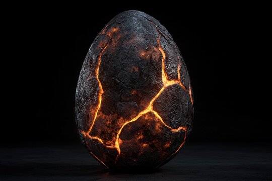 A dragon egg with glowing cracks.