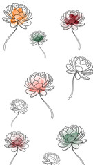  Flower wallpaper with black lines and colorful shadows