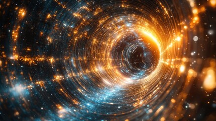 Abstract swirling tunnel of light, cosmic vortex,  glowing nebula.  Possible use Background, wallpaper, space-themed design