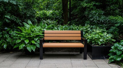Tranquil park bench amidst lush greenery (1)