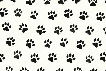 Fototapeta premium Seamless black paw print doodle pattern on a minimalist background for animal lovers and pet owners, pet friendly designs, seamless backgrounds, doodle art