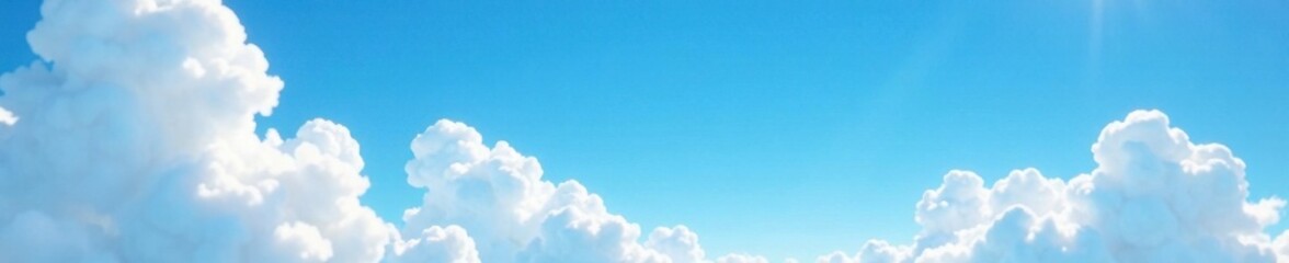 Obraz premium serene landscape with fluffy white clouds against a clear blue sky, peaceful, clear blue sky