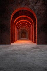 Fototapeta premium Abstract tunnel with arches and light at the end.