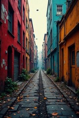 Fototapeta premium Distressed Urban Landscape with Grunge Noise Texture and Chromatic Pattern , rough background, urban decay