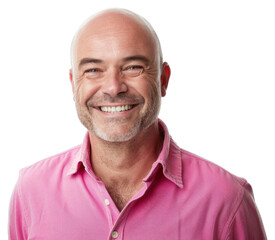 Fototapeta premium PNG Smiling bald man in pink