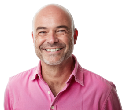 PNG Smiling bald man in pink