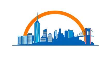 Fototapeta premium Design a stunning panoramic view of Manhattan's iconic skyline set against a crisp white background.