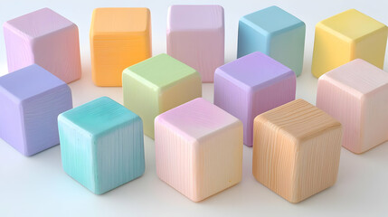 Obraz premium Pastel cubes arranged on white background
