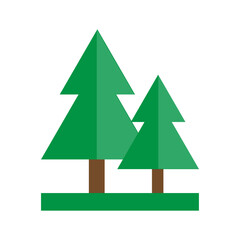 Pine tree icon. Evergreen forest shape. Simple green silhouette. Vector nature symbol.