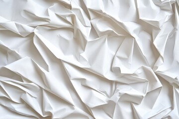 Obraz premium Crumpled White Paper Background Texture Ideal for Minimalist Design, Crafts, and Creative Projects Featuring Unique Patterns and Depth