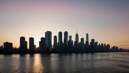 Naklejka premium Silhouetted New York City Skyline at Sunrise