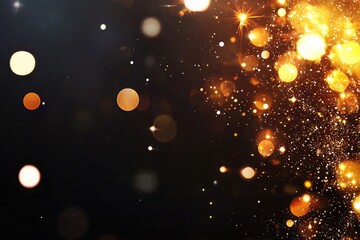 Obraz premium Abstract background of shimmering golden lights and sparkling particles creating a mesmerizing effect for festive and celebratory themes in digital design