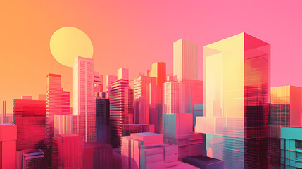 digital skyline morphs fluid