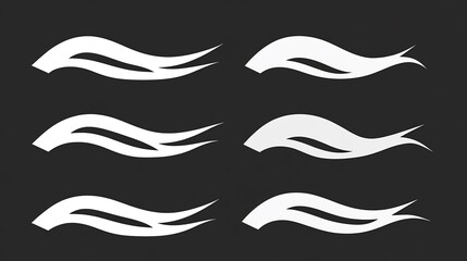 Abstract white flame shapes elegantly arranged on dark background. AI Generated