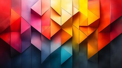Obraz premium Geometric Spectrum, A vibrant display of angular shapes and gradient color