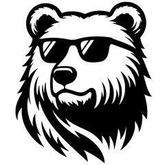 Silhouette portrait of cool bear wearing sunglasses