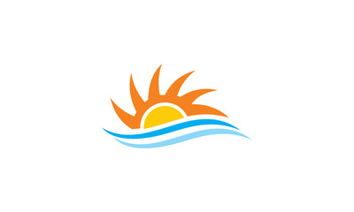 sunset beach abstract logo