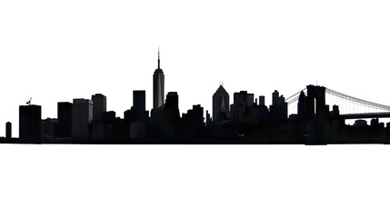Naklejka premium Design a stunning panoramic view of Manhattan's iconic skyline set against a crisp white background.