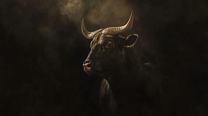 Naklejka premium Majestic Gaur, A Striking Portrait of Wild Strength and Untamed Spirit