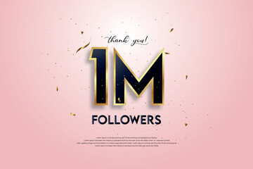 1M followers celebration with beautiful background. design vector.