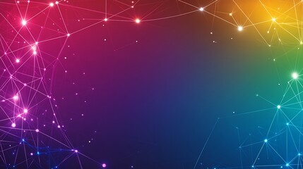 Vibrant rainbow network glowing softly geometrically arranged. AI Generated