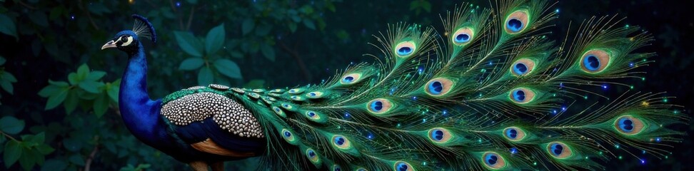 Obraz premium Stunning peacock tail and feathers , colorful, bird, nature
