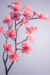 Obraz premium Beautiful cherry blossom tree branch with blooming flower.