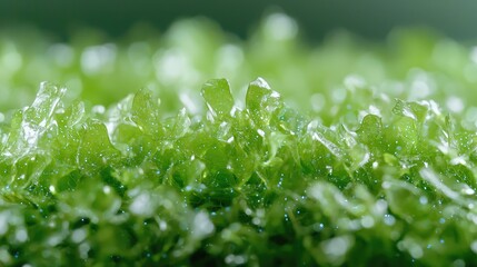 Close-up of vibrant moss, detailed texture, botanical