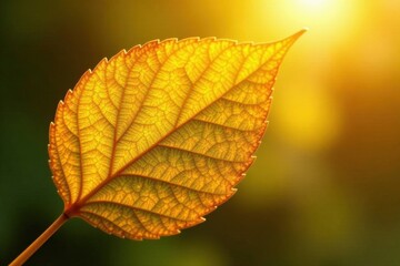 Sunshine bright golden leaf with intricate texture , natural, gold leaf, element