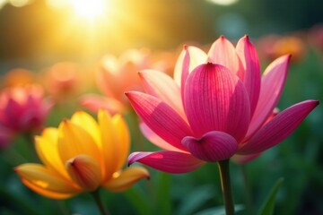 Fototapeta premium Sunshine petals unfolding, sunshine, delicate, petals