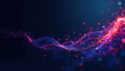 Fototapeta premium Swirling mesh of abstract particles on a dark background, glitchy, abstract elements, futuristic