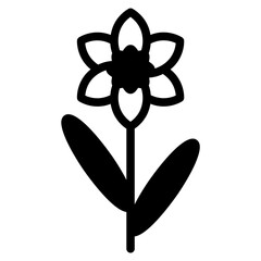 Simple Black Outline Flower Icon for Design