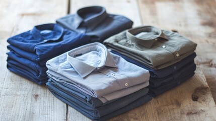 Neatly Stacked Men's Shirts: A Display of Style and Order