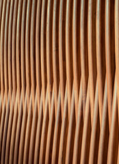 Abstract View of Sunlight on Contoured Wooden Wall Boards.